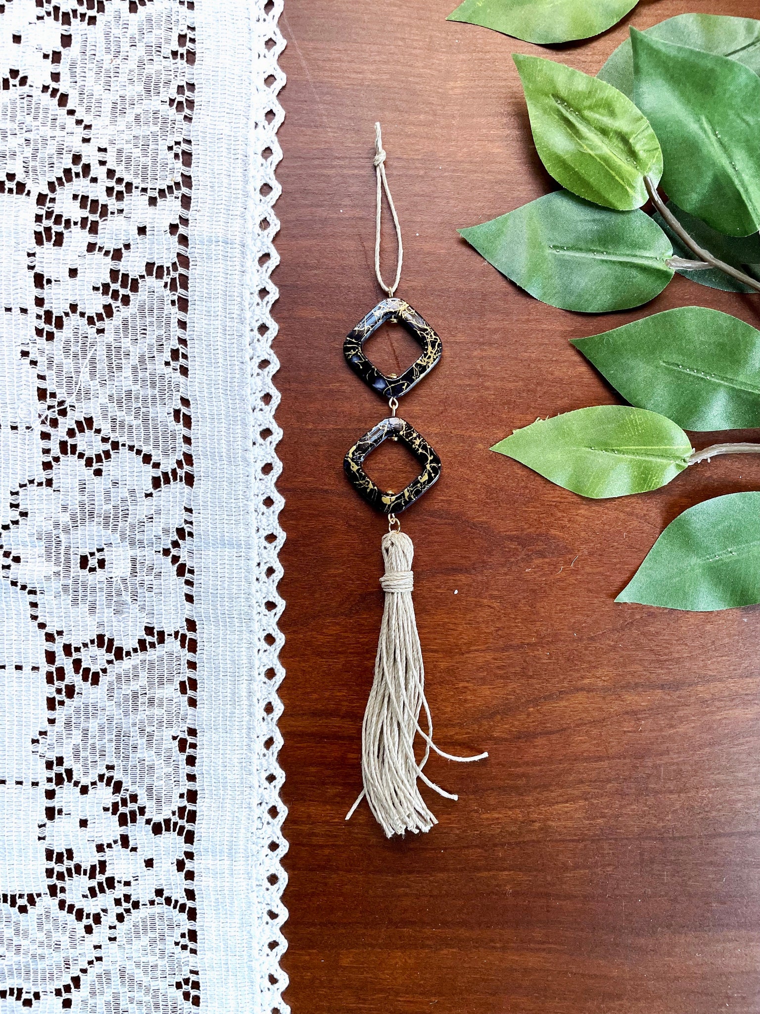 I Am Whole Black and Gold Tassel Hanging