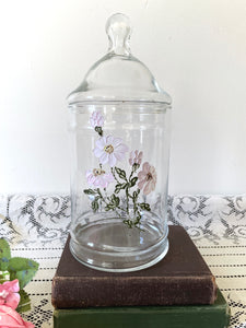 Handpainted Floral Clear Lidded Canister