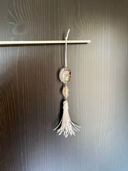 I Am Clear and Gold Beaded Tassel Hanging