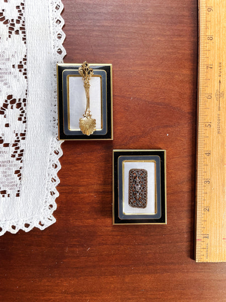 Mini Framed Vintage Brooch Pair