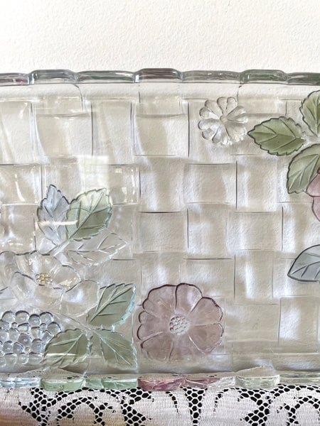 Large Floral Glass Tray