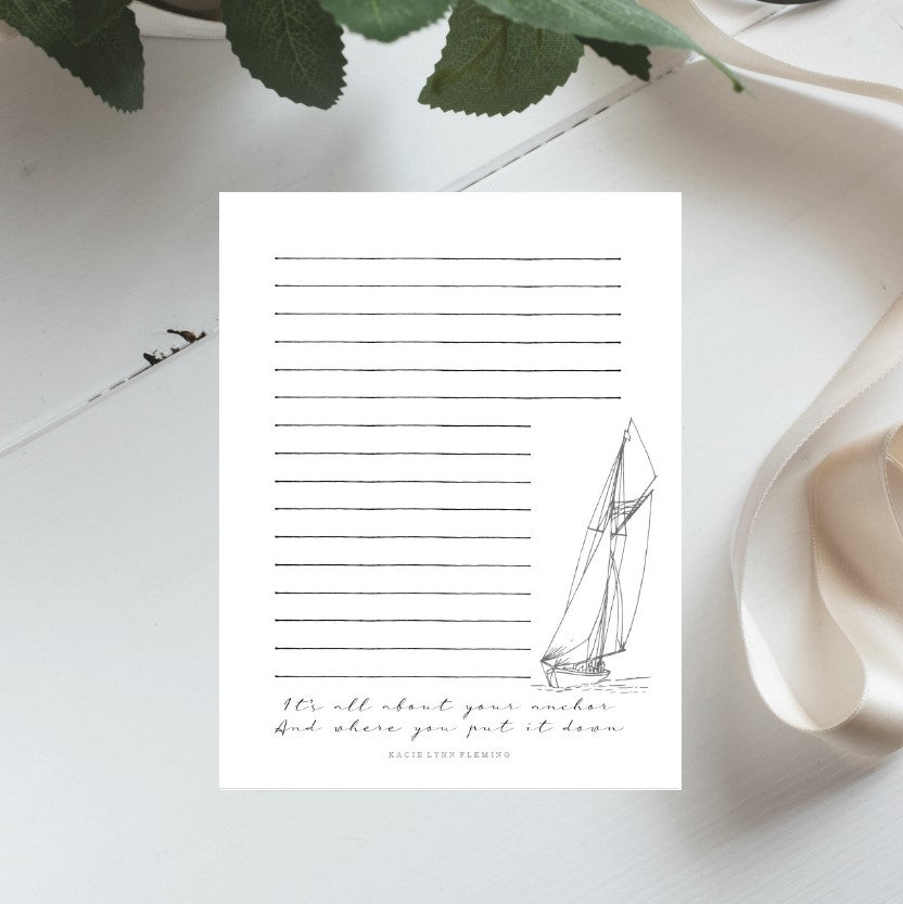 Boat Quote Printable 8.5x11" Stationery | Digital Download