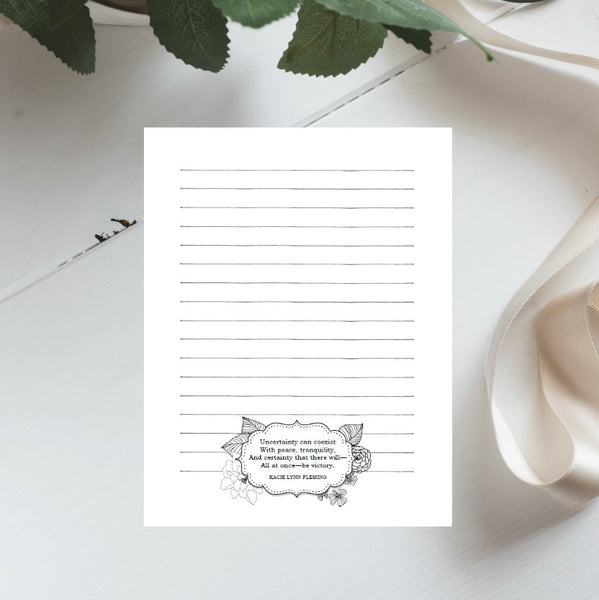 Victory Floral Quote Printable 8.5x11" Stationery | Digital Download