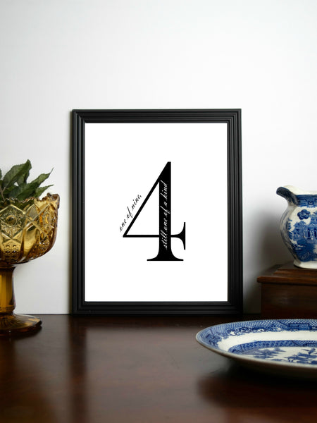 Enneagram 4 Black and White Digital Printable | 5x7" and 8x10"