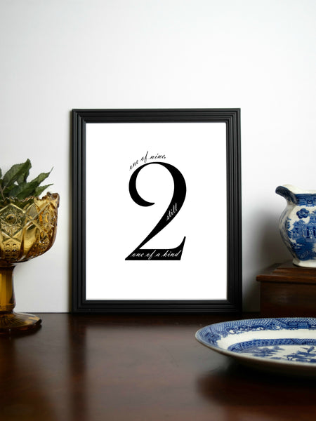 Enneagram 2 Black and White Digital Printable | 5x7" and 8x10"