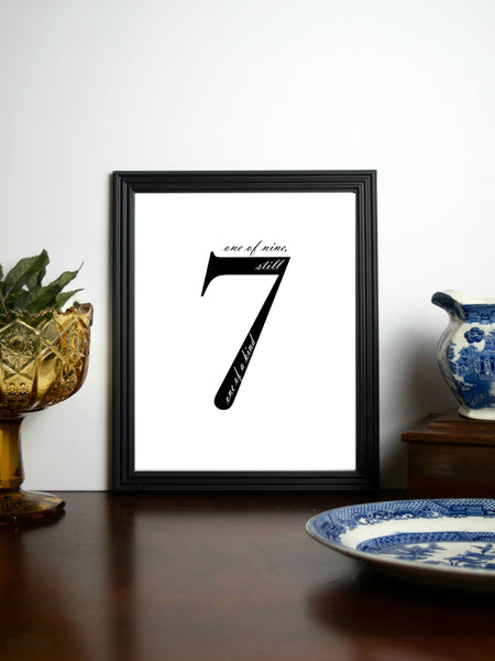 Enneagram 7 Black and White Digital Printable | 5x7" and 8x10"
