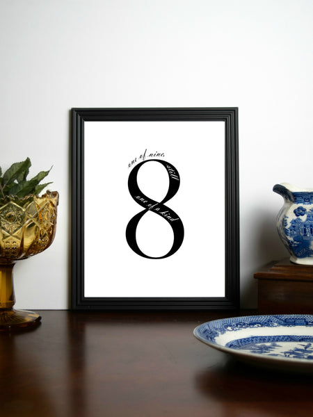 Enneagram 8 Black and White Digital Printable | 5x7" and 8x10"