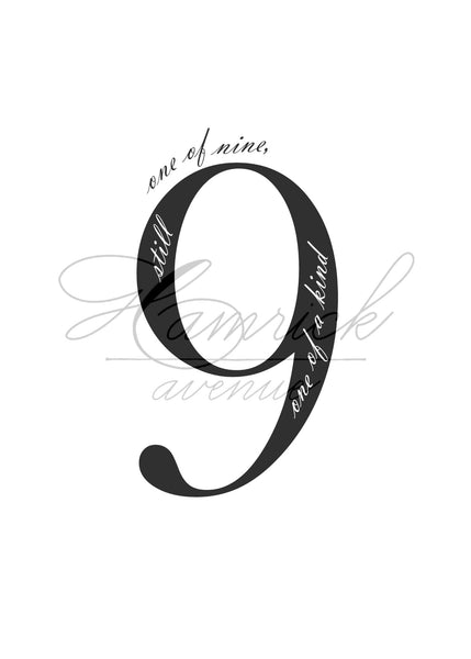 Enneagram 9 Black and White Digital Printable | 5x7" and 8x10"