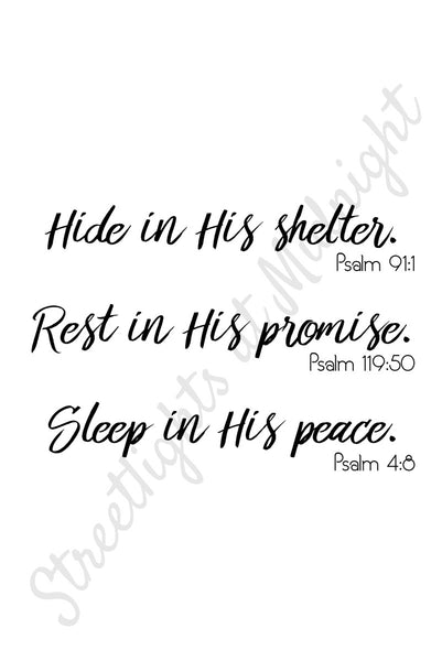 Hide, Rest, Sleep in Him Scripture Greeting Card - Blank Inside