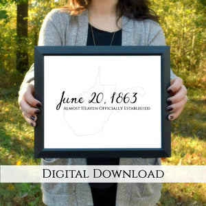 West Virginia Day Digital Printable - Black and Gray | 5x7" and 8x10"
